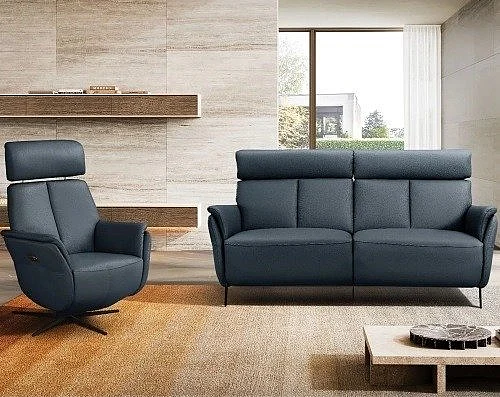 Whiteline Modern Beverly 2pc Sofa Living Room Set in Blue