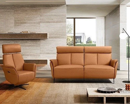 Whiteline Modern Beverly 2pc Sofa Living Room Set in Camel