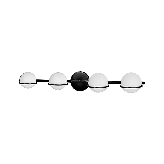Dainolite 4LT Halogen Vanity Matte Black w/ White Glass SOF-324W-MB
