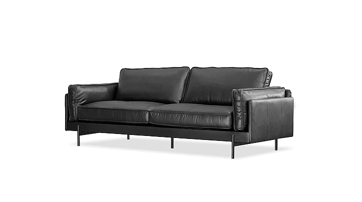 Mobital Idris 3 Seater Sofa Black Leather SOF-IDRI-BLAC-
