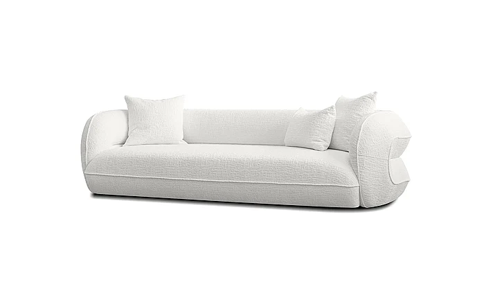Mobital Laurent 3-Seater Sofa Bliss White Quilted Velvet Fabric SOF-LAUR-BLWH-