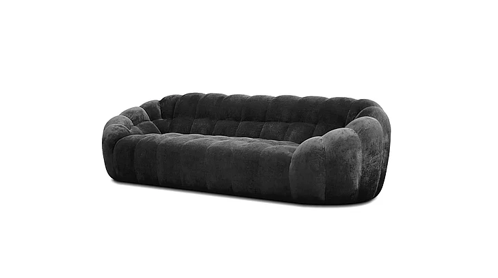 Mobital Puffin 3 Seater Sofa Black Chenille Fabric SOF-PUFF-BLAC-CHFA