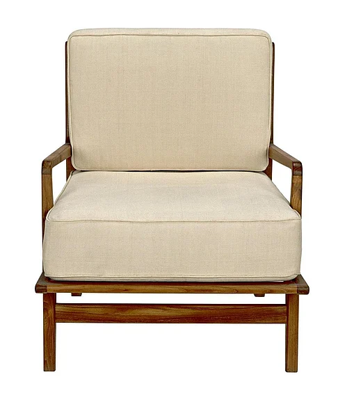 Noir Furniture Allister Chair, Teak and Rattan in Clear Coat Flat SOF202T