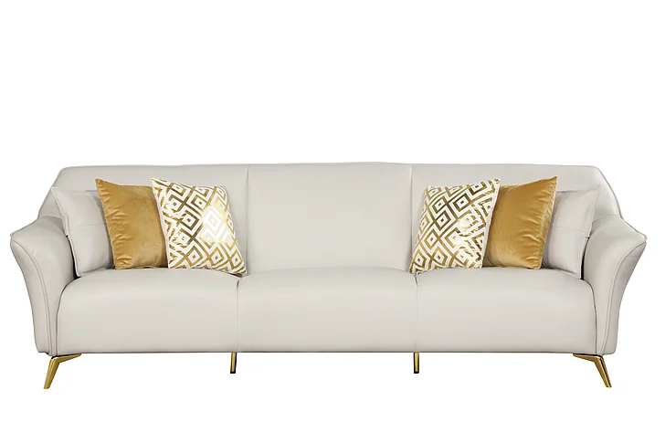 Cosmos Vince Full Italian Leather Sofa Gray 3035GRVIE