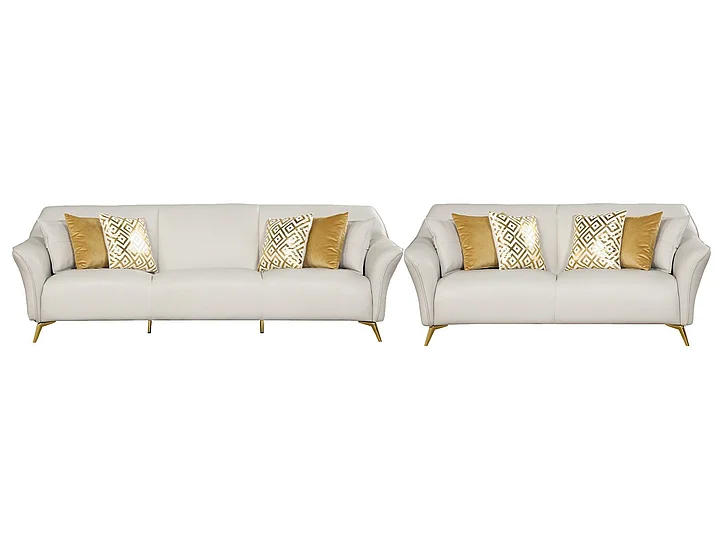Cosmos Vince 2pc Leather Living Room Set in Gray