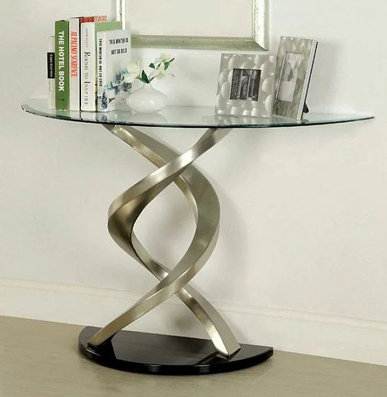 Furniture of America Nova Sofa Table in Satin Plated/Black CM4729S