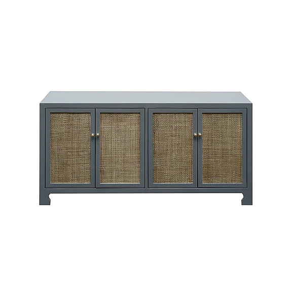Worlds Away Sofia Cane Cabinet in Grey Lacquer SOFIA GRY