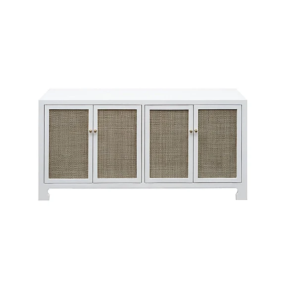 Worlds Away Sofia Cane Cabinet in White Lacquer SOFIA WH