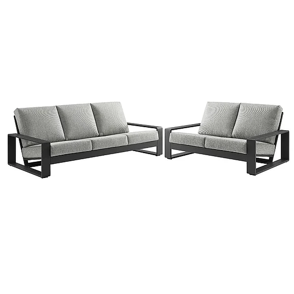 Restaurant Outdoor Seating Set - Modway Lirienne Outdoor Patio Aluminum 2pc Seating Set in Gray Light Gray