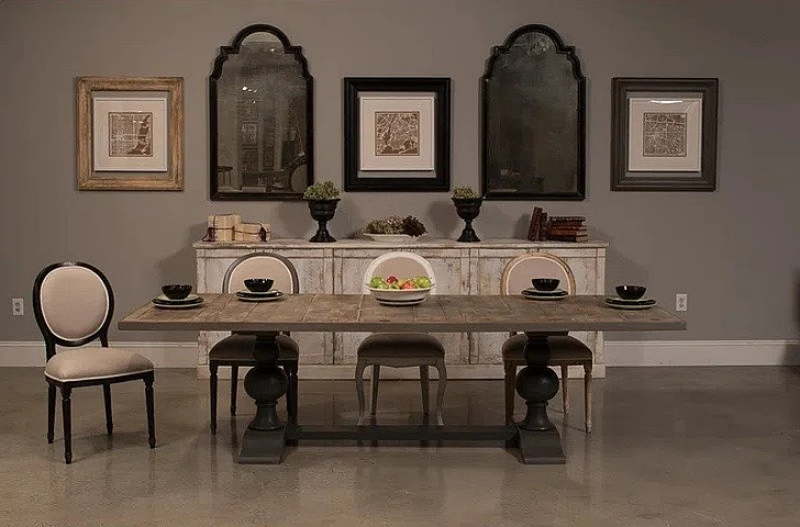 Sarreid 5pc Rectangular Dining Table Set with Round Back Side Chair in Nero/Banks Organza