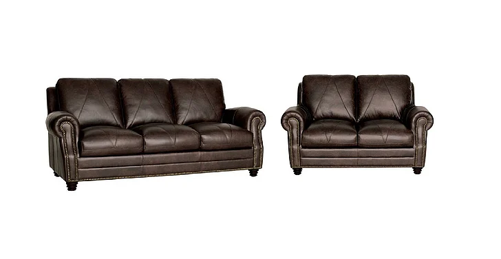Luke Home Solomon 2pc Sofa Living Room Set in 2520 Choca (Quickship)