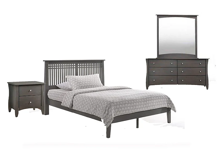 Night & Day Solstice 4pc Platform Bedroom Set in Stonewash