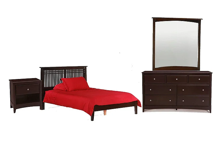 Night & Day Solstice 4pc Platform Bedroom Set in Chocolate