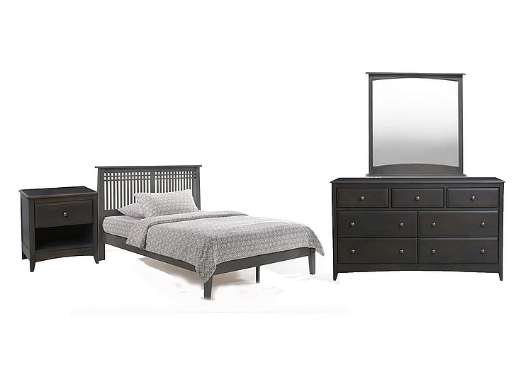 Night & Day Solstice 4pc Platform Bedroom Set in Stonewash