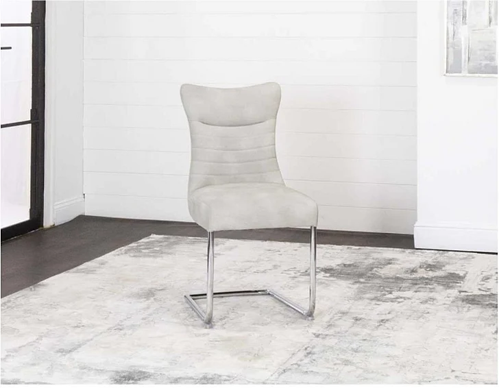 Sunset Trading Emma Side Chair (Set of 2) in Chrome/Oyster ND141-07