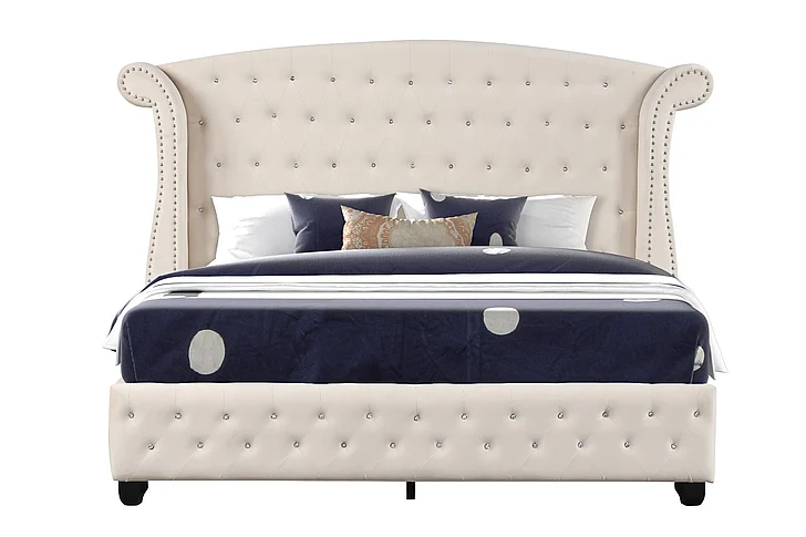 Galaxy Home Sophia Queen Bed in Cream 601955554039