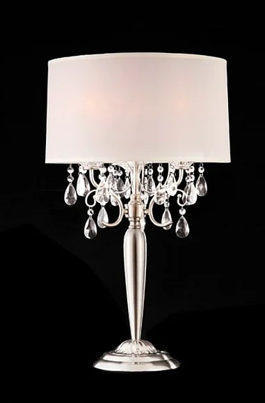 Furniture of America Sophy Table Lamp in Chrome/White L95109T