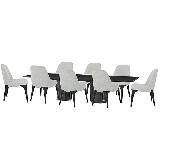 Theodore Alexander Spencer ST. James 9pc Rectangular Dining Table Set in Lusso Onyx