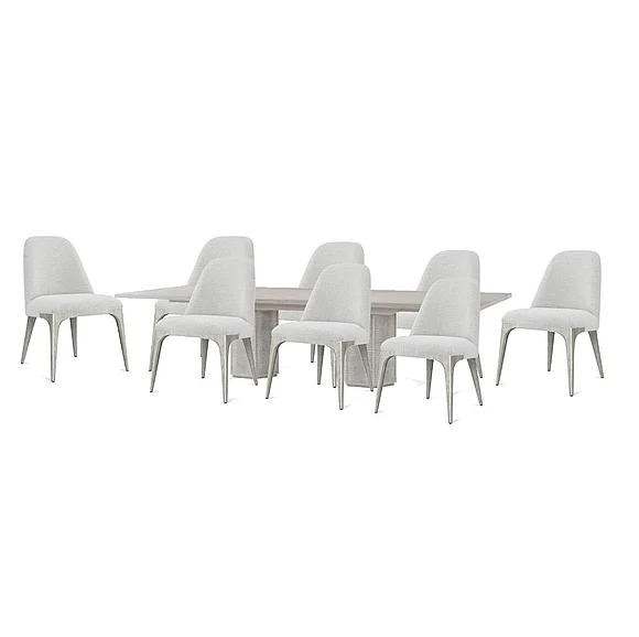Theodore Alexander Spencer ST. James 9pc Rectangular Dining Table Set in Argento