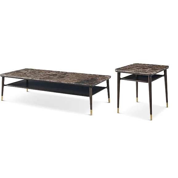 Theodore Alexander Spencer Green Park 2pc Rectangular Occasional Living Room Set in Fumed