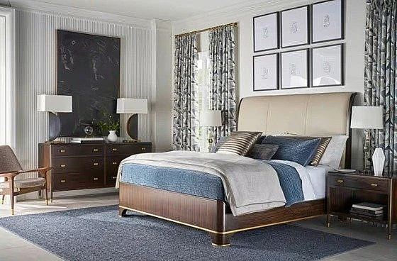 Theodore Alexander Spencer Green Park 2pc Sleigh Bedroom Set in Fumed