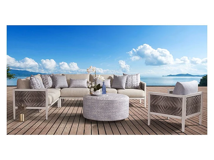 South Sea Outdoor Veda 2pc Sectional Living Room Set in Soft White