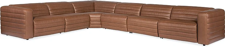 Hooker Furniture MS 6pc Chatelain Power Headrest Sectional with 2 Power Recliners in Brown