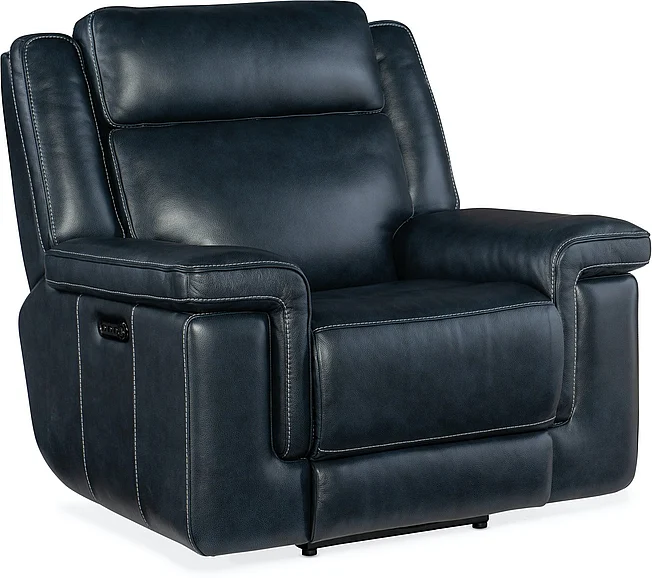 Hooker Furniture MS Montel Lay Flat Power Recliner with Power Headrest and Lumbar in Blue SS705-PHL1-047