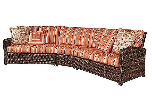 South Sea Outdoor Huntington 3-Piece Sectional Living Room Set in Hazelnut Frame