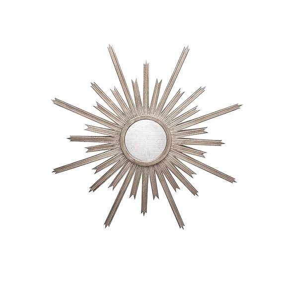 Worlds Away Starlata 48" Diameter Handcarved Sunburst Mirror in Silver Leaf STARLATA S