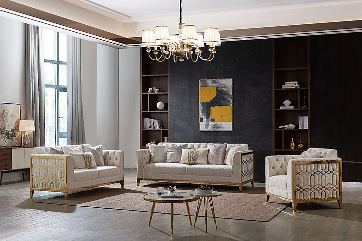 Cosmos Stella Sofa and Loveseat Set in Gray STE-SL