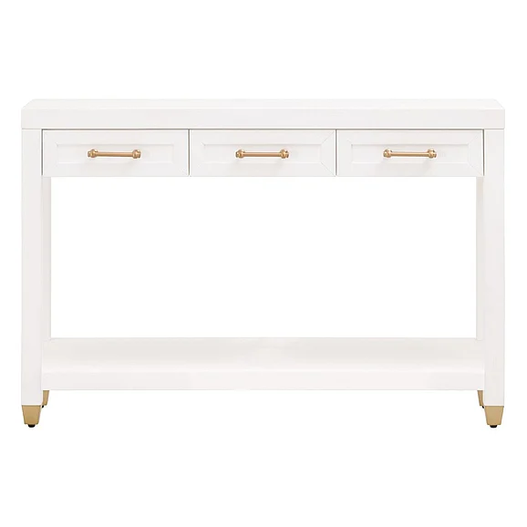 Essentials For Living Stella Narrow Console Table in Matte White 6138.WHT/BBRS