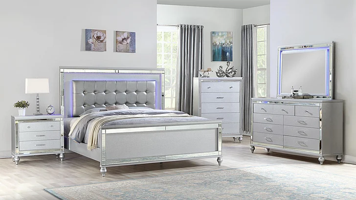 Galaxy Home Sterling 2pc Bedroom Set in Silver