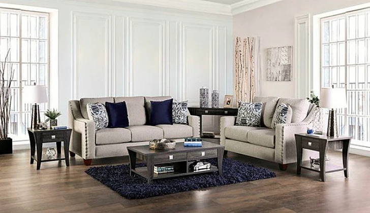 Furniture of America Stickney 2pc Living Room Set in Light Gray/Navy
