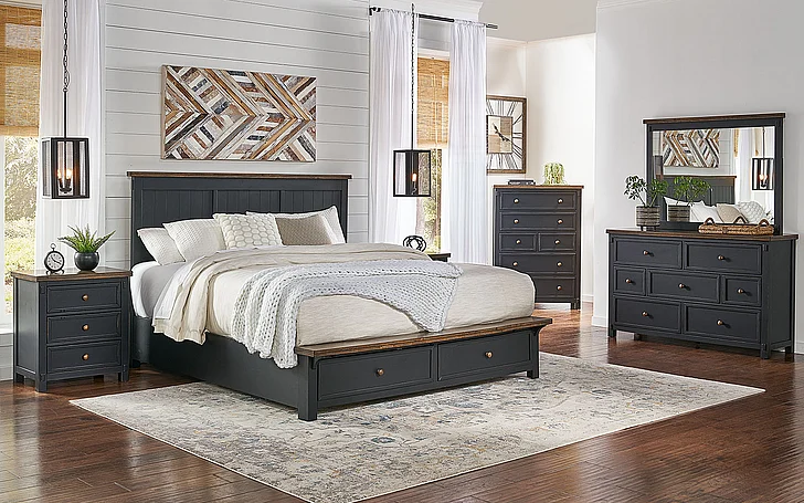 Stormy Ridge 4-Piece Storage Bedroom Set in Chickory Black