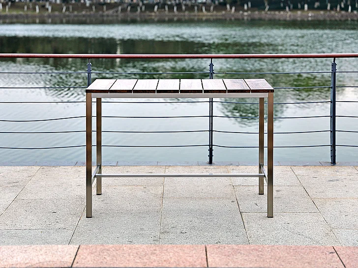 Whiteline Modern Living Stone Outdoor Bar Table in Teak BR1597-STONE CLOSEOUT