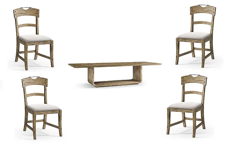 Jonathan Charles Stone Ridge 5pc 96" 108" Stone Ridge Rectangular Table Light Set in Tully Light Acacia