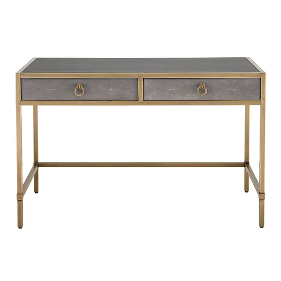 Essentials For Living Traditions Strand Shagreen Writing Desk in Gray Shagreen 6124.GRY-SHG/GLD