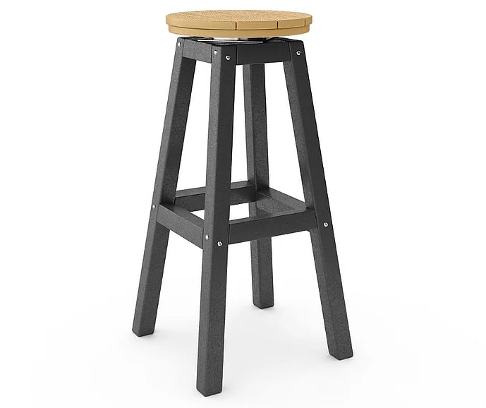 SoPoly 14" Round Bar Stool in Black and Boardwalk Brown STROB-BL-BO