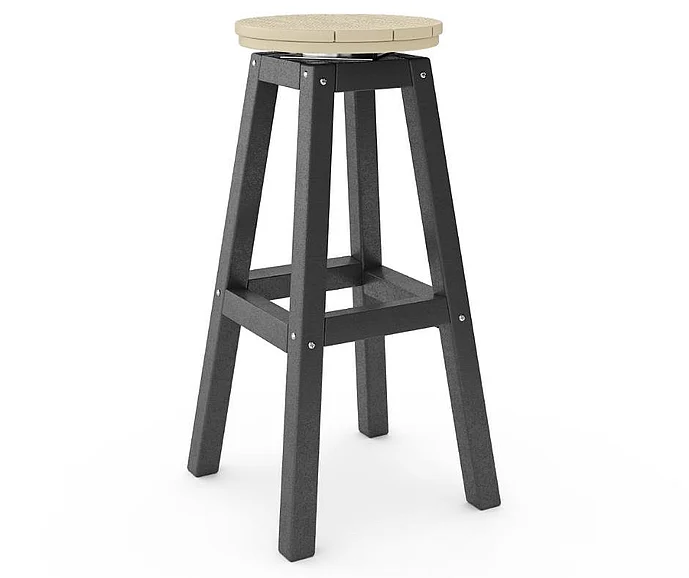 SoPoly 14" Round Bar Stool in Black and Tybee Sand STROB-BL-TY