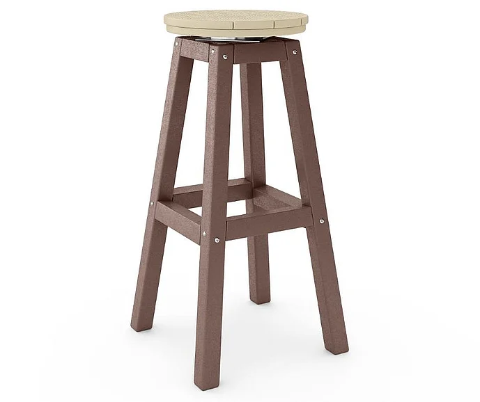 SoPoly 14" Round Bar Stool in Pecan Brown and Tybee Sand STROB-PE-TY