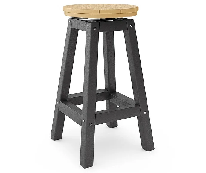 SoPoly 14" Round Counter Stool in Black and Boardwalk Brown STROC-BL-BO