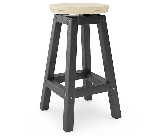 SoPoly 14" Round Counter Stool in Black and Tybee Sand STROC-BL-TY