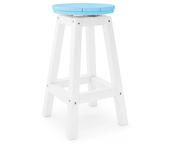 SoPoly 14" Round Counter Stool in Destin and Summer Blue STROC-DE-SU