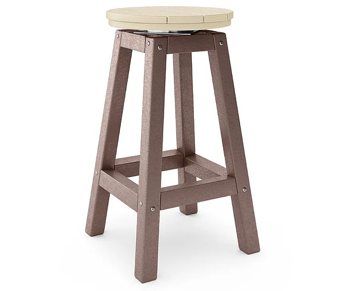 SoPoly 14" Round Counter Stool in Pecan Brown and Tybee Sand STROC-PE-TY