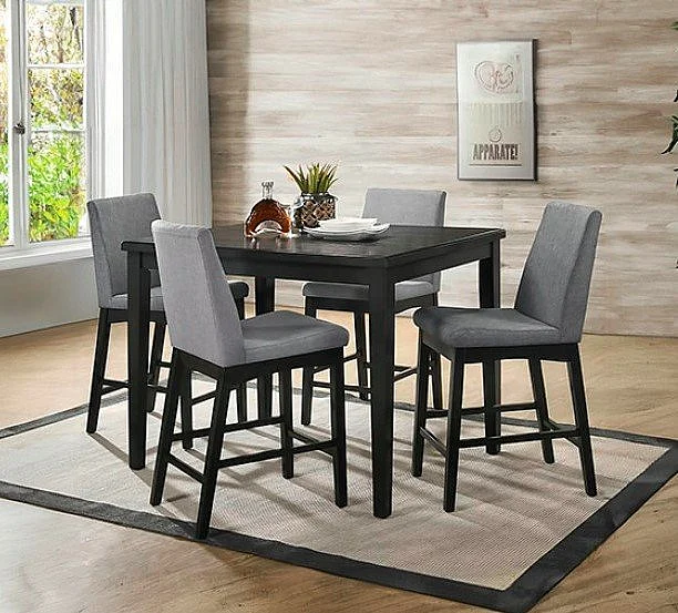 Furniture of America Strom 5pc Counter Height Dining Set in Dark Walnut