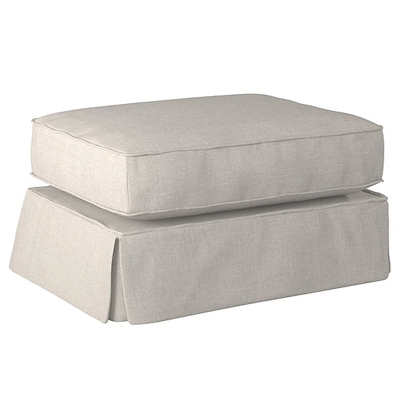 Sunset Trading Americana Box Cushion Slipcovered Ottoman in Light Gray SU-108530-220591