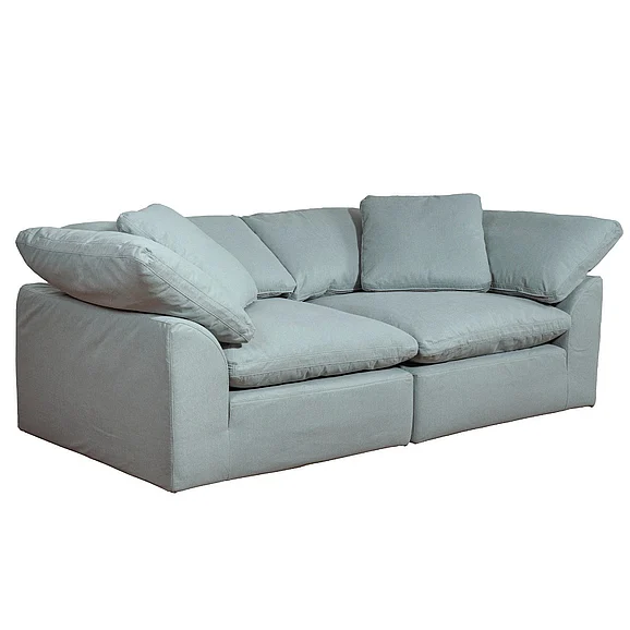 Sunset Trading Contemporary Puff Collection 2PC Slipcovered Modular Sectional Sofa in Ocean Blue SU-1458-43-2C
