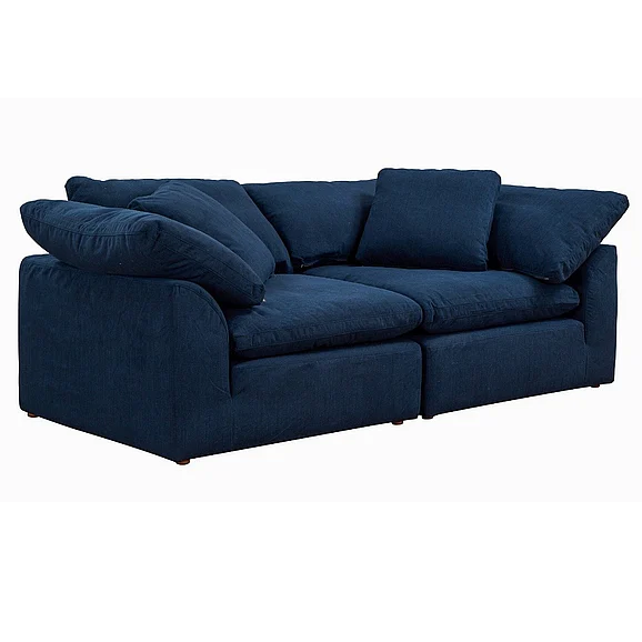 Sunset Trading Contemporary Puff Collection 2PC Slipcovered Modular Sectional Sofa in Navy Blue SU-1458-49-2C