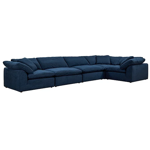 Sunset Trading Contemporary Puff Collection 5PC Slipcovered Modular L-Shaped Sectional Sofa in Navy Blue SU-1458-49-3C-2A